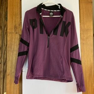 PINK Victoria's Secret Plum and Black Half-Zip Sweatshirt